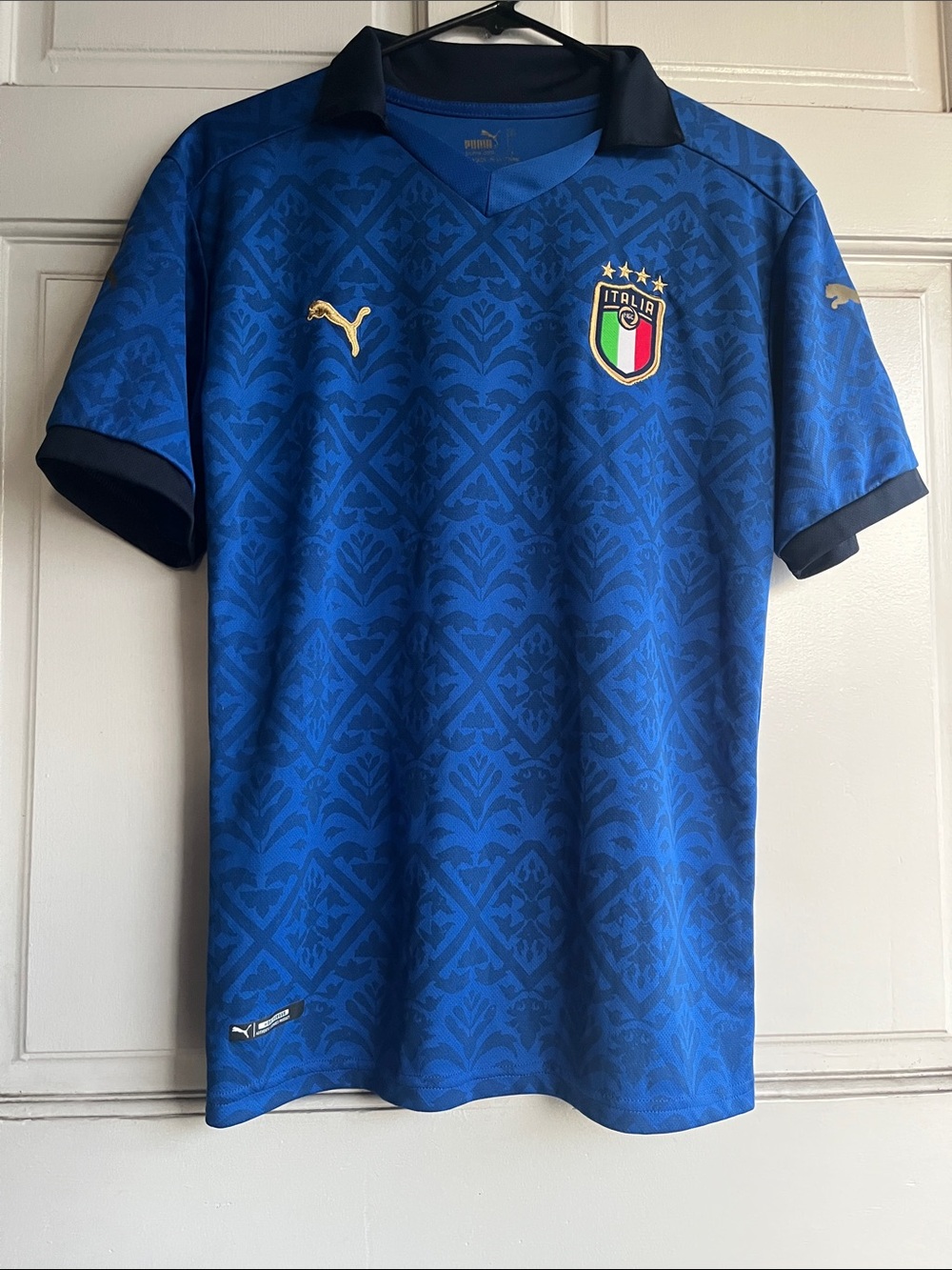Puma Men's Italy Royal Blue Home Football Jersey with Gold Accents